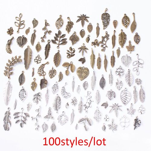 Breloques Mixtes En Feuille De Métal, Pendentifs, Bracelets Antiques En Argent, Colliers, Accessoires De Bricolage Pour La Fabrication De Bijoux En Gros, 100 Pièces, 50 Pièces