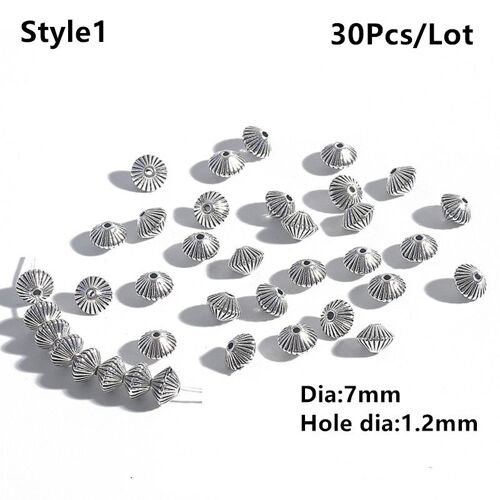 Perles D'espacement En Métal, 30/50 Pièces, Breloques Argentées Antiques, Pour La Fabrication De Bijoux, Accessoires De Bricolage, Vente En Gros