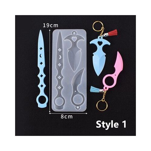 Moule En Résine Époxy Cristal, Bricolage Porte Clés Doigts, Couteau De Défense Pendentif Porte Clés Miroir, Moule En Silicone Pour La Fabrication De Bijoux En Résine