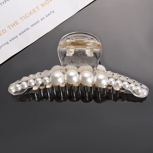 Pince À Cheveux En Filet Pour Femme, Accessoire Classique, 10cm, Couleur Rouge, Perle Transparente, Noire, Pince Pour Queue De Cheval Creuse 