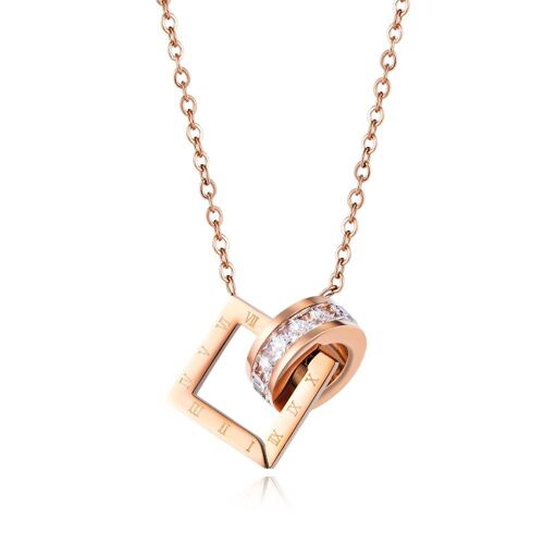 Collier En Double Zircon Pour Femme, Pendentif Classique, Carré, Chiffres Romains, Chaîne De Clavicule, En Acier Inoxydable, Pour Anniversaire, Offre Spéciale, 2020
