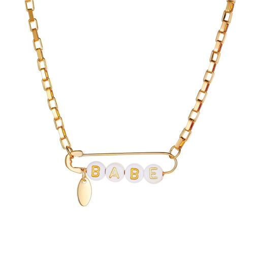 Collier Aiguille Créatif Amour Bébé Mot Couple, Pull Chaîne Punk Style Accessoires Pour Femmes