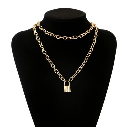 Collier Multicouches En Alliage Métallique, Chaîne Épaisse, Serrure Courte En Or, Couleur Lune, Pendentif En Forme De Coeur, Bijoux Punk, Nouveauté 2020