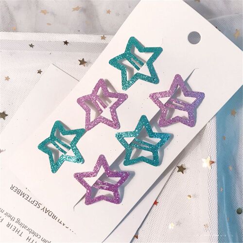 Pinces À Cheveux En Forme De 6 Étoiles Pour Filles, 3.5 Cm, Pentagramme À Paillettes En Métal, Mignonnes Épingles À Cheveux Scintillantes, Bb 