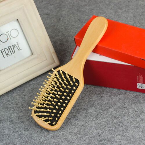 Brosse De Massage En Bambou, Peigne En Bois, Coussin Antistatique Professionnel, Perte De Cheveux, Soins Du Cuir Chevelu, 1 Pièce