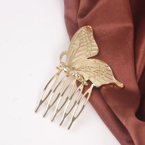 Pinces À Cheveux En Alliage Pour Femmes, 1 Pièce, Peigne Papillon Élégant, Accessoires Pour Filles, Pinces À Cheveux En Or Et Argent, Épingles À Cheveux, Couvre Chef 