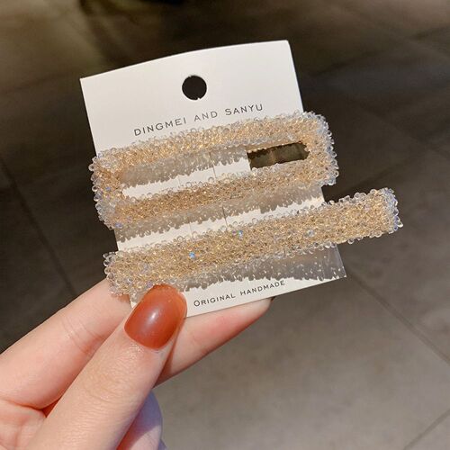 Barrettes À Cheveux Rectangulaires Populaires Coréennes, 1 Ensemble, Épingles À Cheveux De Luxe Brillantes Avec Strass, À La Mode Pour Femmes, Bb Clip, Outils De Style