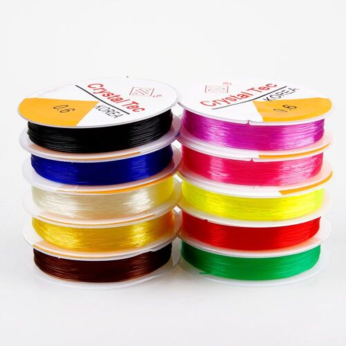 Bobine De Corde Élastique Extensible Coloré 0.6mm 12m/Rouleau, Cordon De Fil De Cristal, Fabrication De Bracelet De Perles, Fil De Pêche