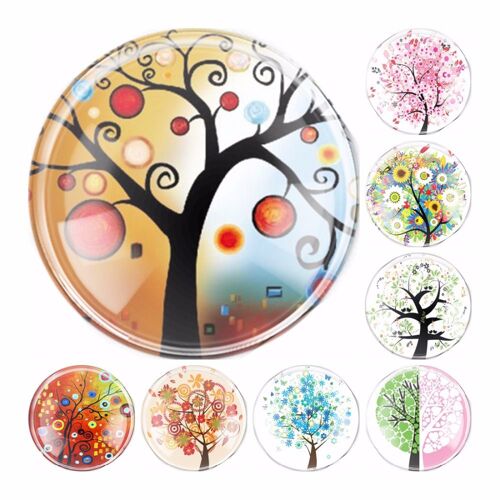 Cabochon En Verre Fait À La Main, 6 Tailles, Arbre De Vie Rond À Dos Plat, Camée, Breloque, Réglage De Pendentif Photo