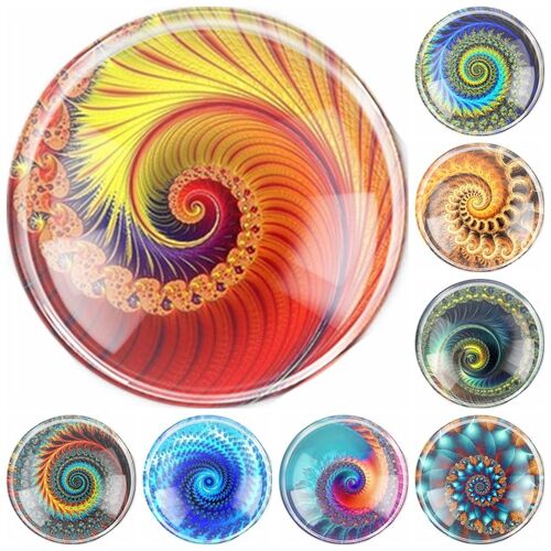 Nouveau Cabochon De Camouflage Fait À La Main, 6 Tailles De Verre Mélangé, Art Fractal, Flatback, Pendentif Photo