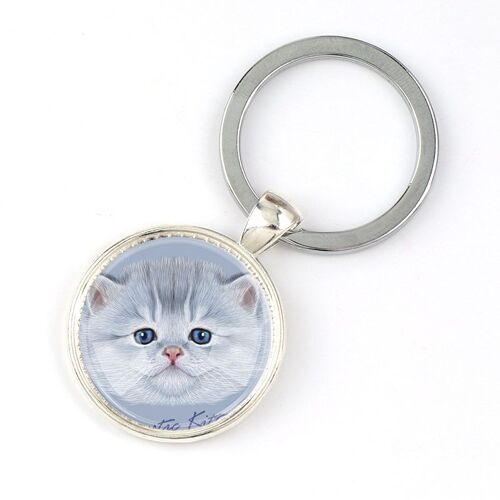 Porte Clés Vintage En Métal Et Verre Pour Chat, Cabochon Interchangeable, Réglage Vierge, Bijoux Personnalisés À Faire Soi Même
