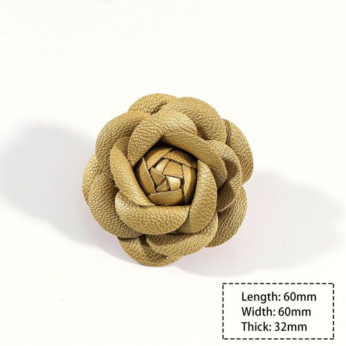 Broches Coréennes En Cuir Pu Fait À La Main, Fleur De Camélia Pour Femmes, Grande Broche Noire Blanche, Accessoires De Vêtements Pour Filles, Cadeau