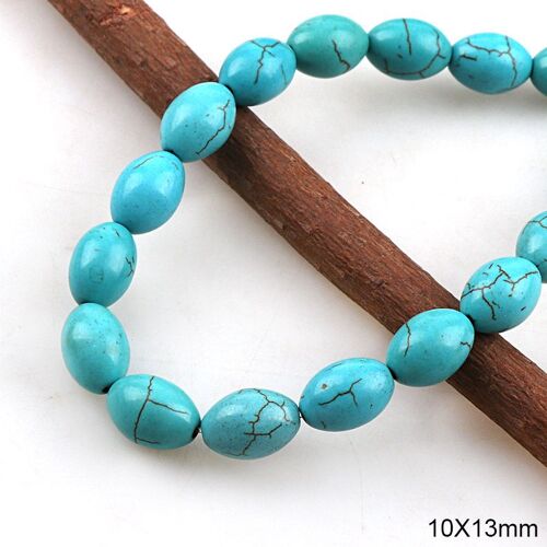 Collier En Pierre Fait À La Main, Turquoise Howlite, Boule Ovale, Perles De Rocaille, Bleu Ciel, Fabrication De Bijoux