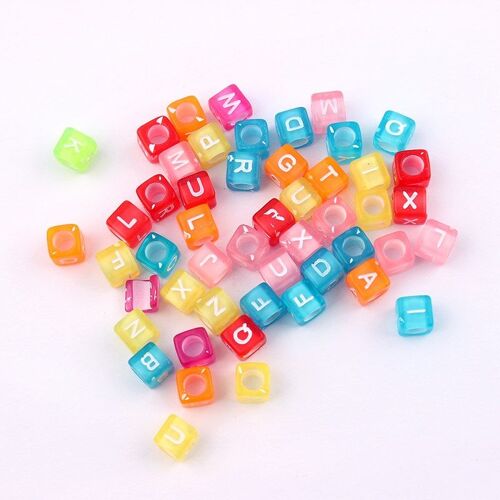 Département Artisanat Pour Enfants, Mélange De Couleurs, Lettres De L'alphabet, Perles Carrées En Résine, Cube, Accessoires De Bijouterie, Nouvelle Collection