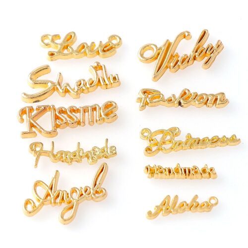 Moule Mixte De Lettres Or Baiser Ange, Variété De Lettres, Matériau Métallique, Moule Époxy Pour La Fabrication De Bijoux, Pour Bijoux À Bricoler Soi Même, 20 Pièces/Lot