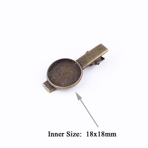 Pendentif En Bronze Antique, 18mm, Longueur De La Pince À Cheveux 41mm, Cabochon Cameo, Plateau De Base, Lunette Vierge, Bijoux À Faire Soi Même 