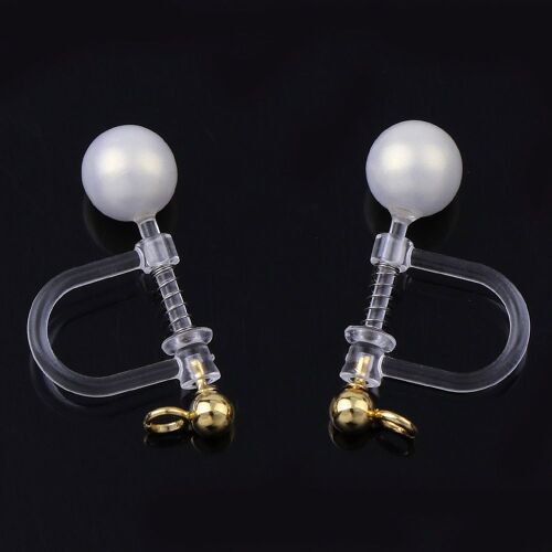 Boucles D'oreilles À Clip Transparent Pour Femmes, Ensemble De Boucles D'oreilles En Perles, Bijoux À La Mode, Accessoire Coréen, Réglage De Base, 2 Pièces