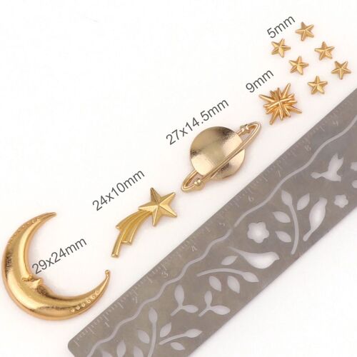 Pendentif En Or De Style Lune, Étoile Et Planète Spatiale, Mélange À La Mode, 10 Pièces/Lot, Bijoux Aléatoires