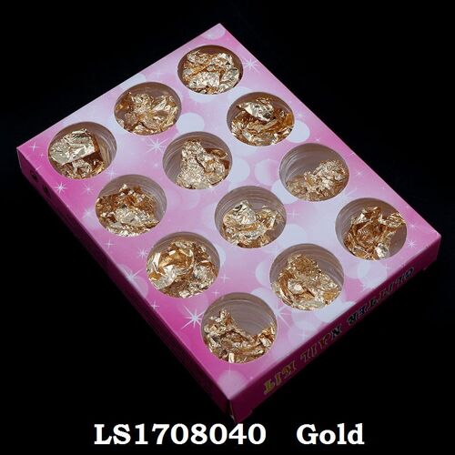Ensemble De 12 Boîtes De Papier Aluminium Irrégulier Or Argent, Paillettes De Bricolage, Résine Uv, Moule Époxy, Fabrication De Bijoux, Remplissage Pour Bricolage