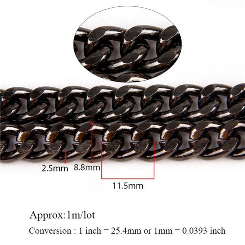 Collier Noir Plat En Métal Pour Pistolet En Aluminium, Chaînes De Bordure Torsadées, Chaîne À Maillons Ouverts En Vrac Pour La Fabrication