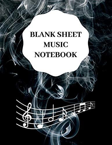 Blank Sheet Music Notebook: Music Manuscript Staff Paper For Musicians, Black Cover, Musicians Notebook For Composing For Musicians 8.5 X 11,100 Pages