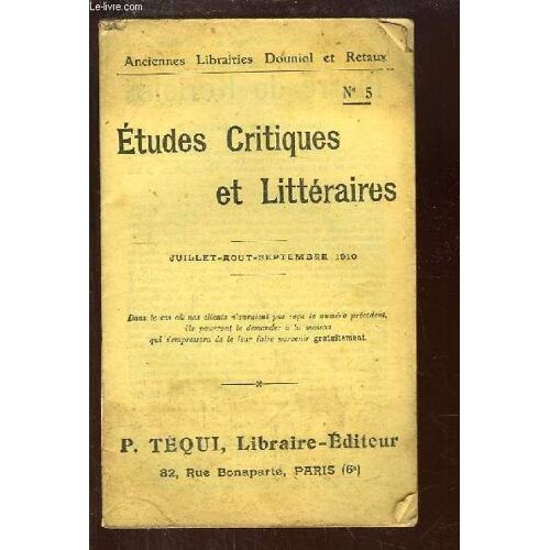 Etudes Critiques Et Littéraires N°5