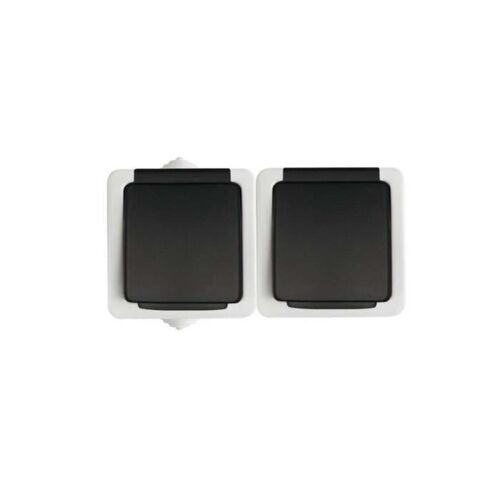 Double Prise avec Terre Étanche Horizontale TEKNO Noir KL-25357