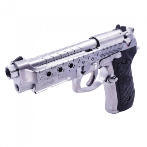 Réplique Airsoft Pistolet We M92 Hexcut Chrome Gbb Style Beretta