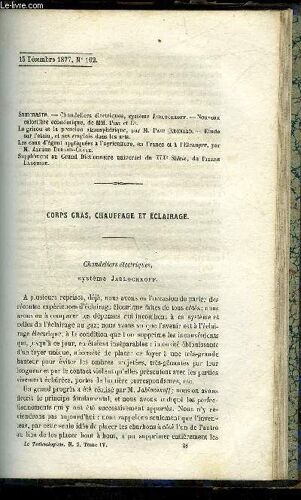 Le Technologiste Ou Archives Des Progres De L'industrie Francaise Et Etrangere N° 102 - Chandeliers Électriques, Système Jablochkoff. ¿ Nouveau Calorifère Économique, De Mm. Piet Et C°.Le ...