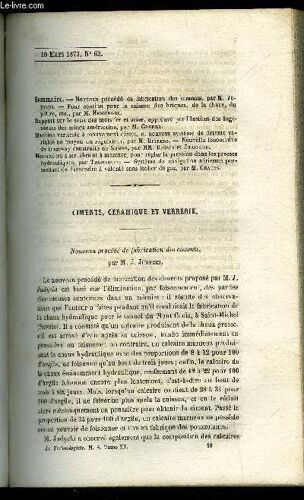 Le Technologiste Ou Archives Des Progres De L'industrie Francaise Et Etrangere N° 62 - Nouveau Procédé De Fabrication Des Ciments, Par M. Jc-Dycki. ¿ Four Continu Pour La Cuisson Des ...