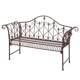 Banc De Jardin Hwc-H78, Banc De Parc, 2 Places Métal Avec Ornements Brun Rouille 150cm   Sans Coussin D'assise