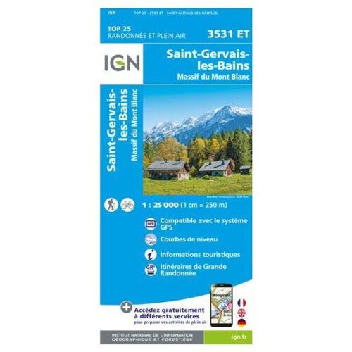 3531et Saint-Gervais - Les Bains Topographische Wanderkarte Frankreich 1:25.000 Top 25 Ign