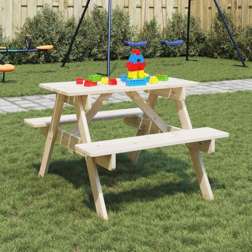 Vidaxl Table De Pique-Nique Pour 4 Enfants Avec Trou De Parasol Sapin