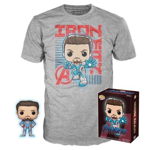 [Pop! Tees] Funko Pop & T-Shirt Size / Taille M # Avengers Endgame : Iron Man Glows In The Dark