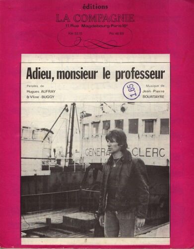 Hugues Aufray  Partition  Adieu Monsieur Le Professeur