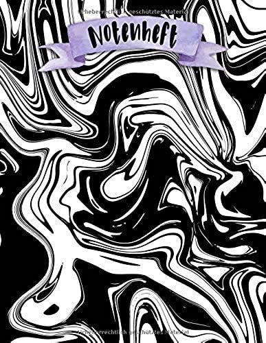 Notenheft: A4 108 Seiten Lineatur 14 - 12 Notenlinienhund - Marmor Schwarz Und Weiss (Notenheft Tiere Und Muster)