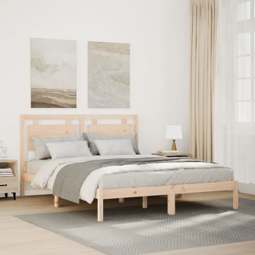Vidaxl Cadre De Lit Extra Long Sans Matelas 160x220 Cm Bois Massif