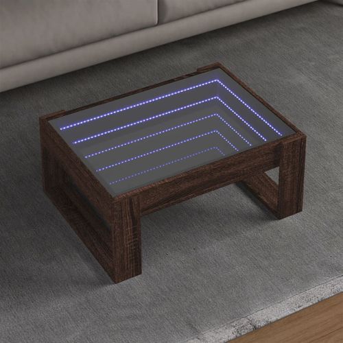 Vidaxl Table Basse Avec Led Infini Chêne Marron 70x53x30 Cm