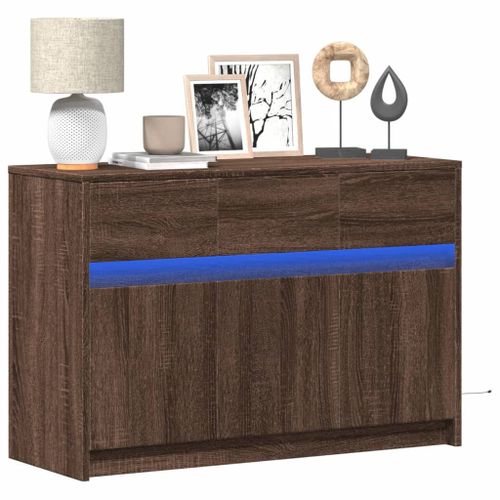 Vidaxl Meuble Tv Avec Led Chêne Marron 91x34x61 Cm Bois D'ingénierie