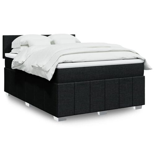 vidaXL Sommier à lattes de lit avec matelas Noir 160x200 cm Tissu
