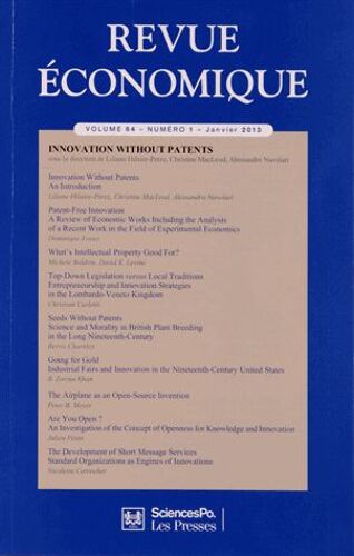 Revue Économique Volume 64 N° 1, Janv - Innovation Without Patents