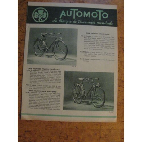 Publicité Bicyclettes " Automoto " Ancien 1952