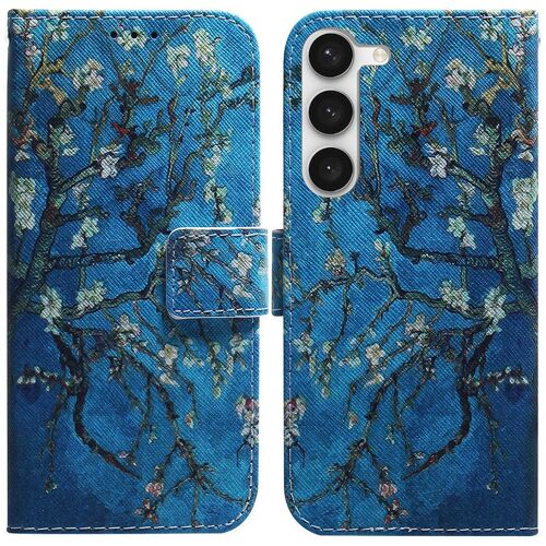 Saturcase Coque Pour Samsung Galaxy S23, Beau Pu Cuir Magnétique Flip Portefeuille Support Porte-Carte Protecteur Housse Étui Pour Samsung Galaxy S23 (Tx-1)