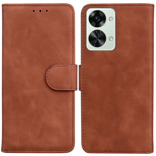 Saturcase Coque Pour Oneplus Nord 2t, Toucher Confortable Pu Cuir Magnétique Flip Portefeuille Support Porte-Carte Protecteur Housse Étui Pour Oneplus Nord 2t (Marron)
