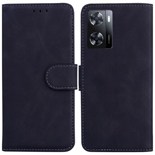 Saturcase Coque Pour Oppo A57 2022 / A77 5g, Toucher Confortable Pu Cuir Magnétique Flip Portefeuille Support Porte-Carte Protecteur Housse Étui Pour Oppo A57 2022 / A77 5g (Noir)