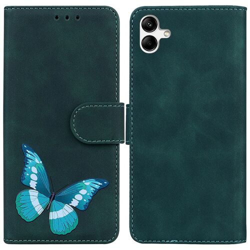 Saturcase Coque Pour Samsung Galaxy A04, Motif Papillon Imprimé Pu Cuir Magnétique Flip Portefeuille Support Porte-Carte Protecteur Housse Étui Pour Samsung Galaxy A04 (Cy-Vert)