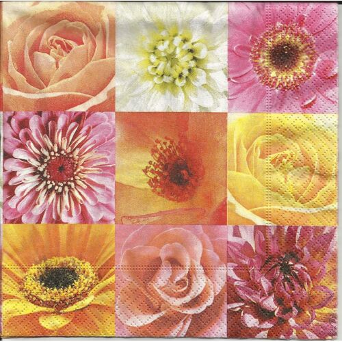 Lot De 2 Serviettes Déco Papier: Patchwork De Fleurs.