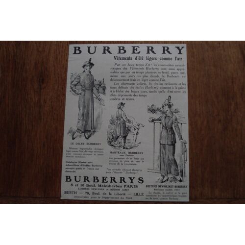 Publicité Années 1914  Vêtements D'été Légers Comme L'air  Burberrys
