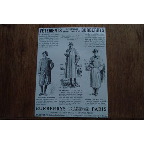 Publicité Années 1914    Vêtements Imperméables Légers Comme L'air  Burberrys