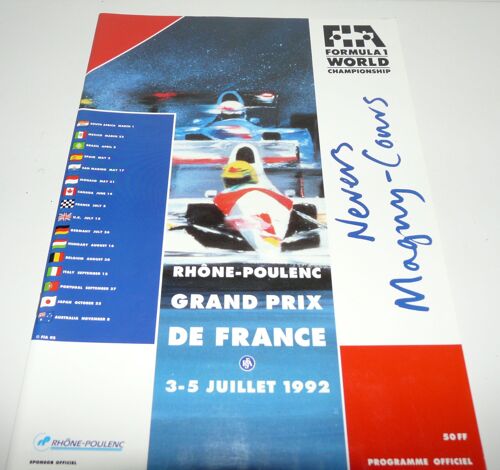 Programme Du Grand Prix De France 1992